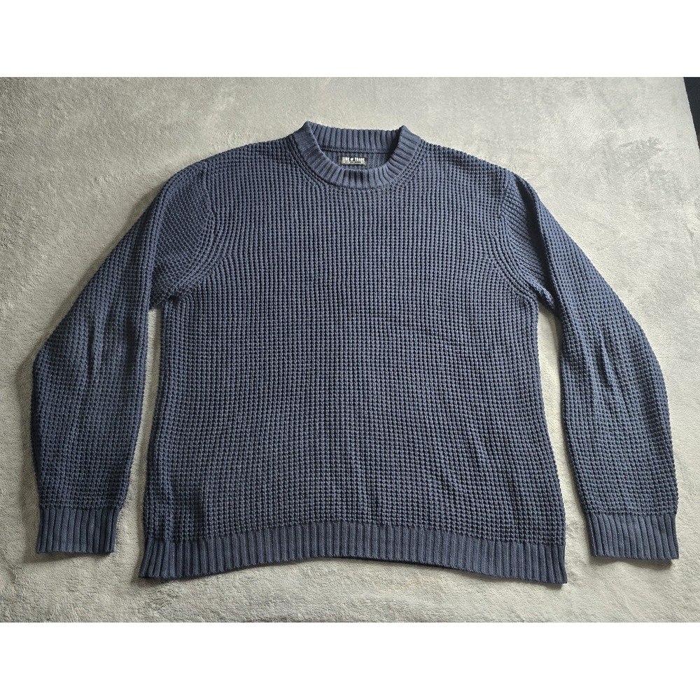 Line Of Trade Sweater Mens 3XL Navy Blue Crewneck Waffle Knit Long Sleeve